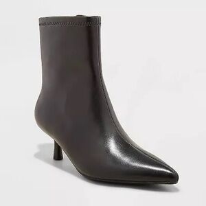 Women's Lonnie Kitten Heel Stretch Ankle Boots - A New Day Black 6.5
